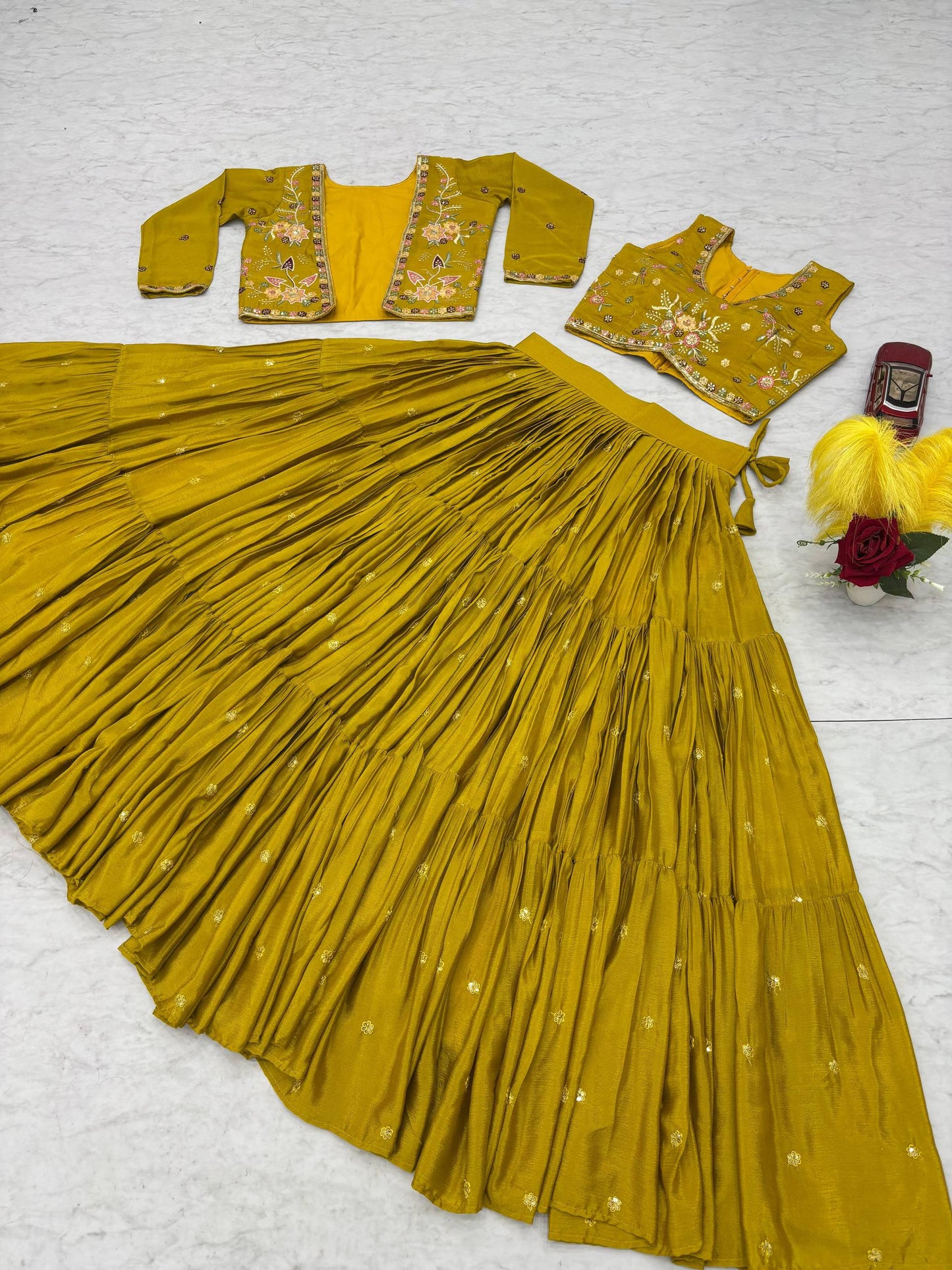 Mustard Yellow Lehenga Set with Jacket