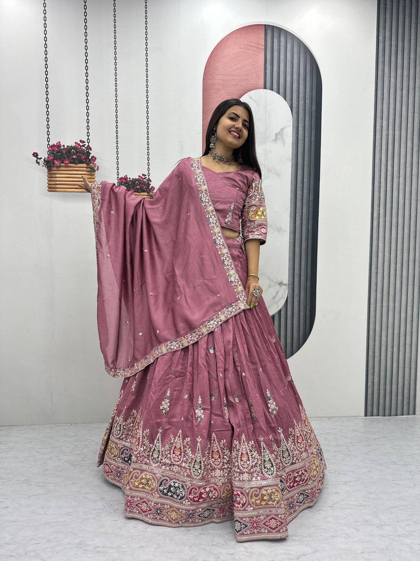 Blush Pink Silk Lehenga Choli