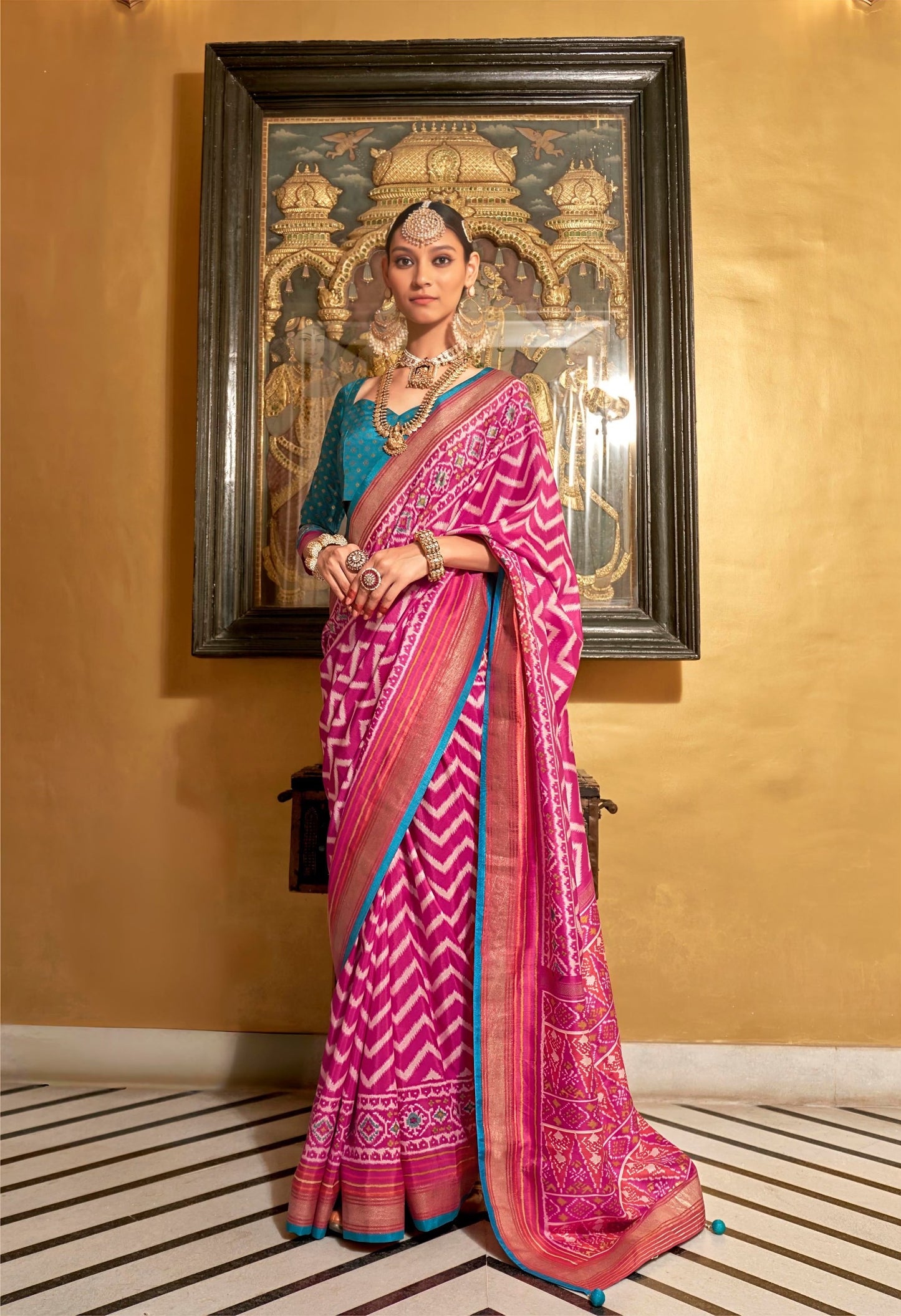 Royal Premium Pink Patola Silk Saree
