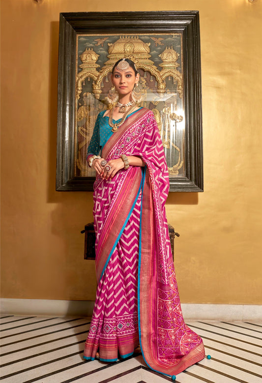 Royal Premium Pink Patola Silk Saree