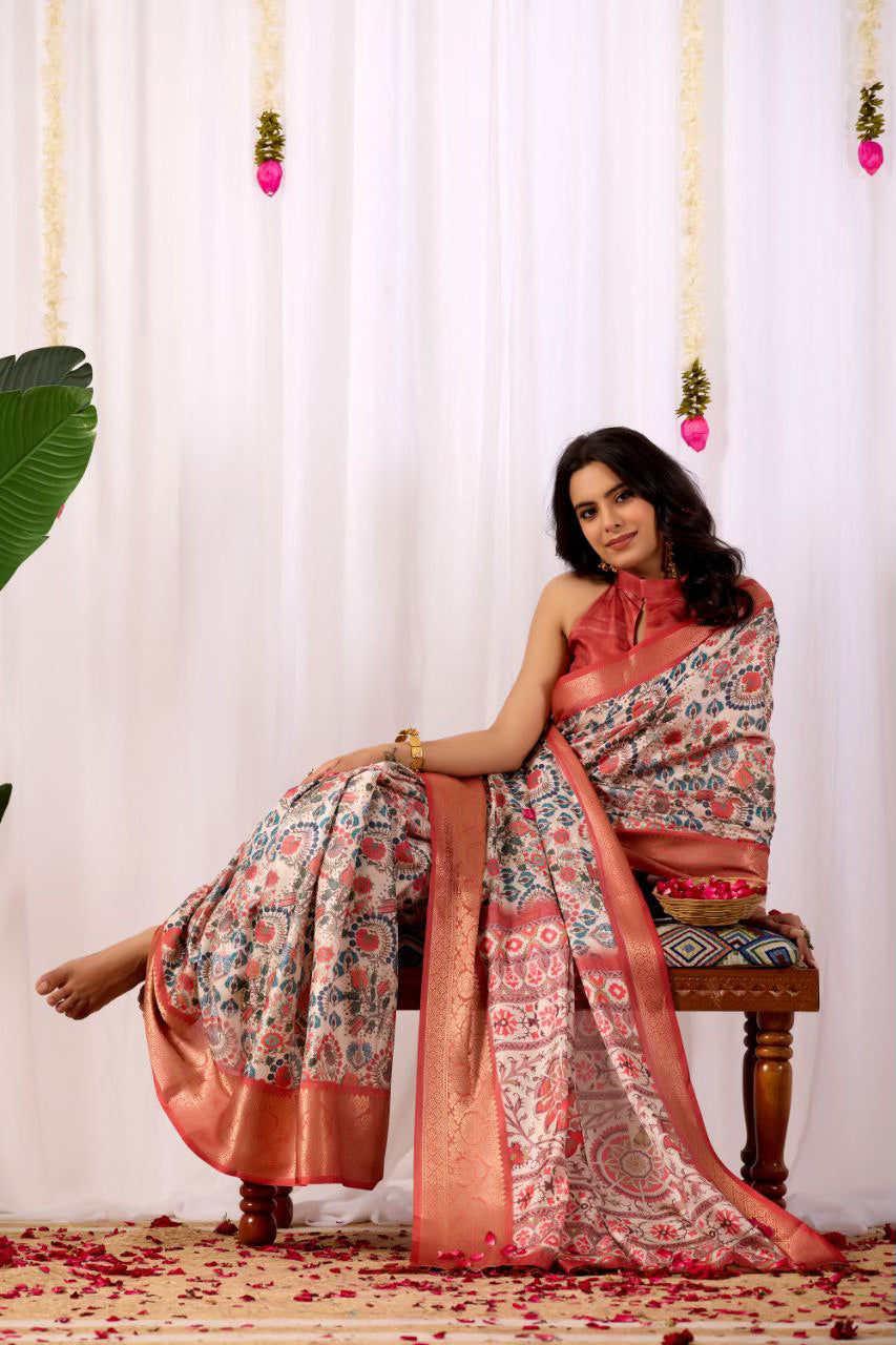 Traditional Soft Lichi Silk Saree With Elegant Patola Prints