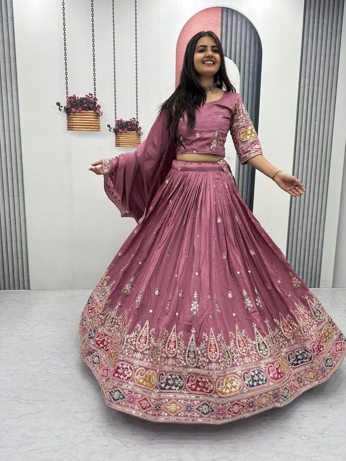 Blush Pink Silk Lehenga Choli