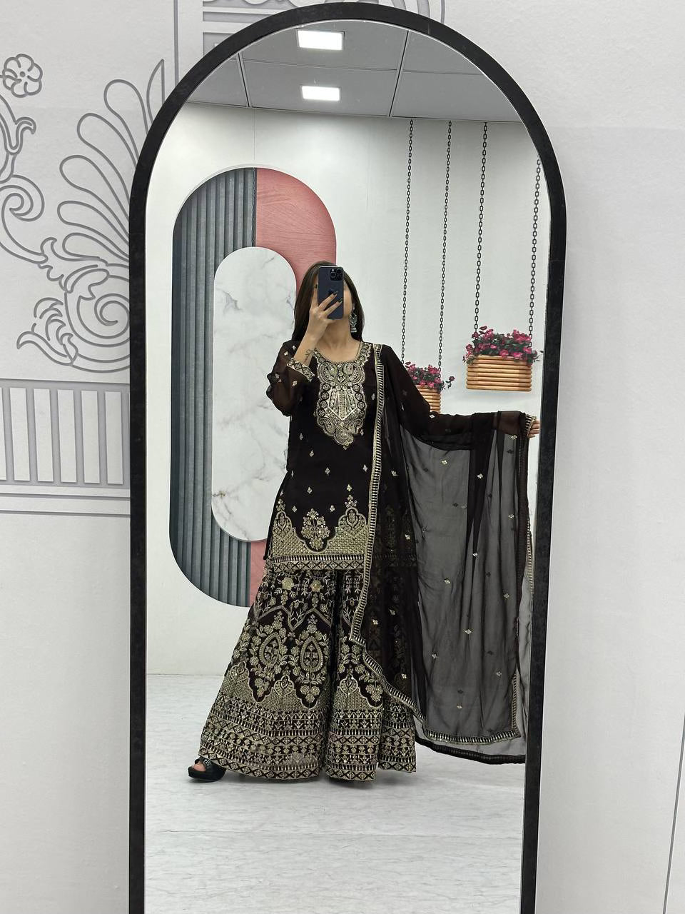Designer Party Wear Palazzo & Dupatta Set