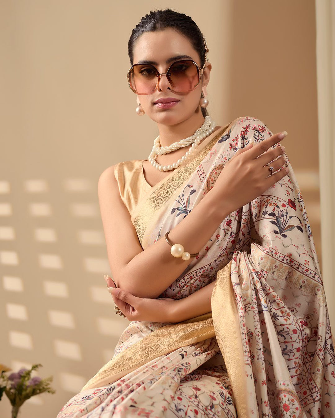 Graceful Soft Lichi Silk Saree With Golden Zari Woven Border