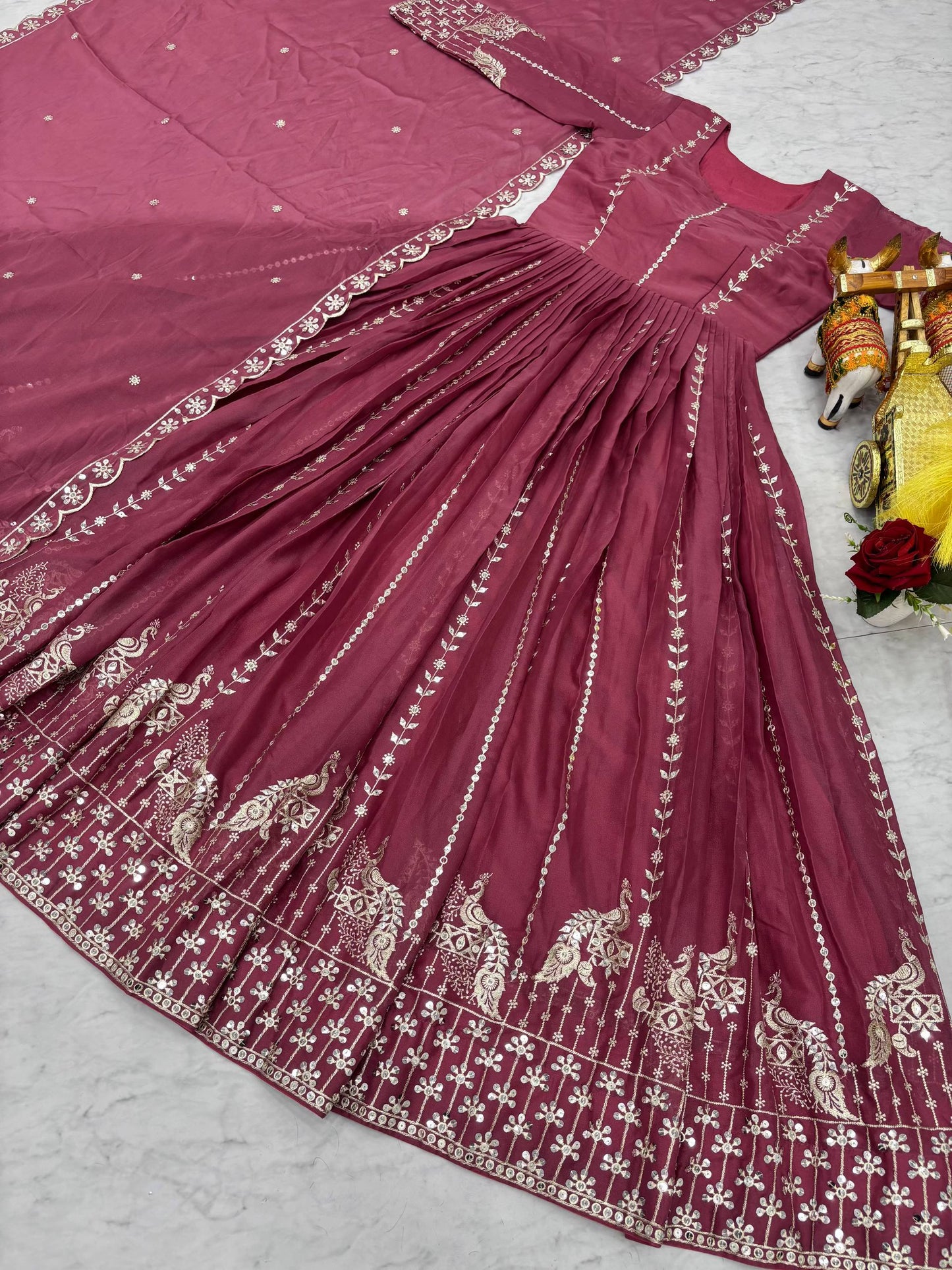 Beautiful Pink Fully Embroidered Anarkali Set