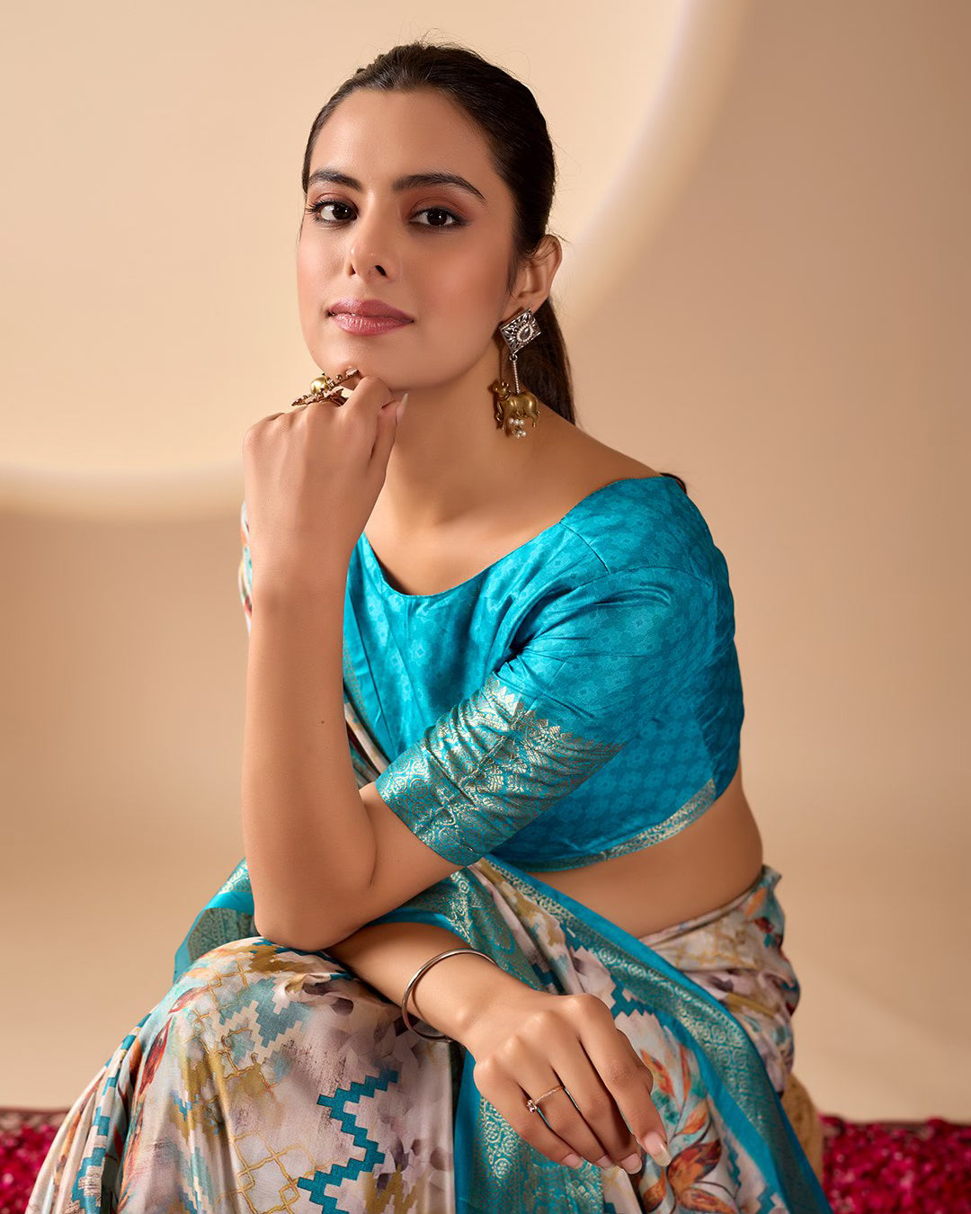 Rich Traditional Zari Woven Border Soft Lichi Silk Saree