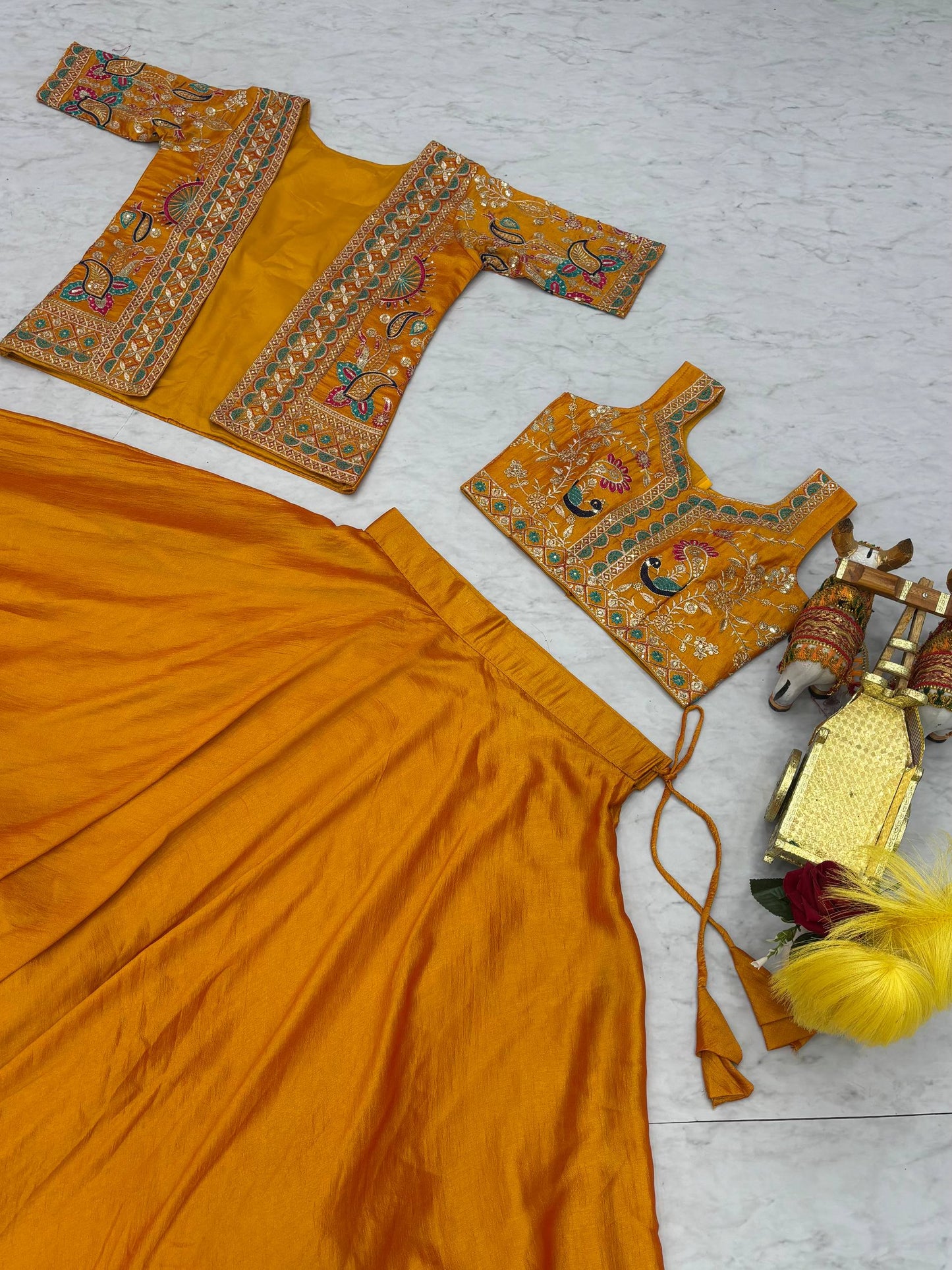Mustard Yellow Festive Lehenga Choli with Shrug