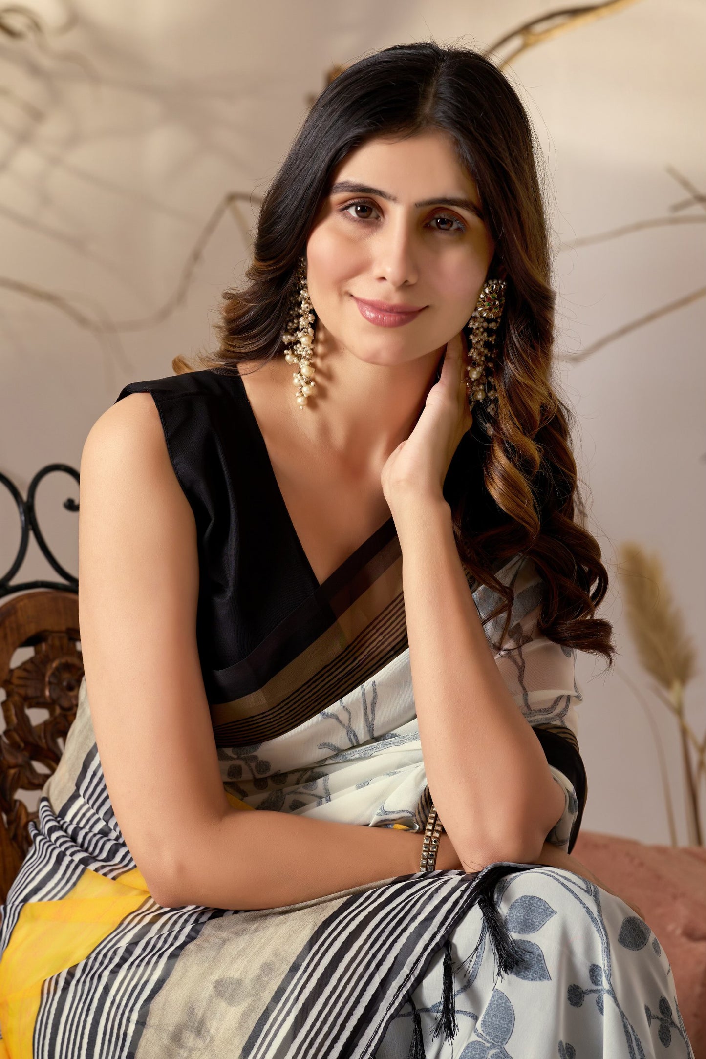 Soft Georgette Lightweight Saree with Delicate Cream Base