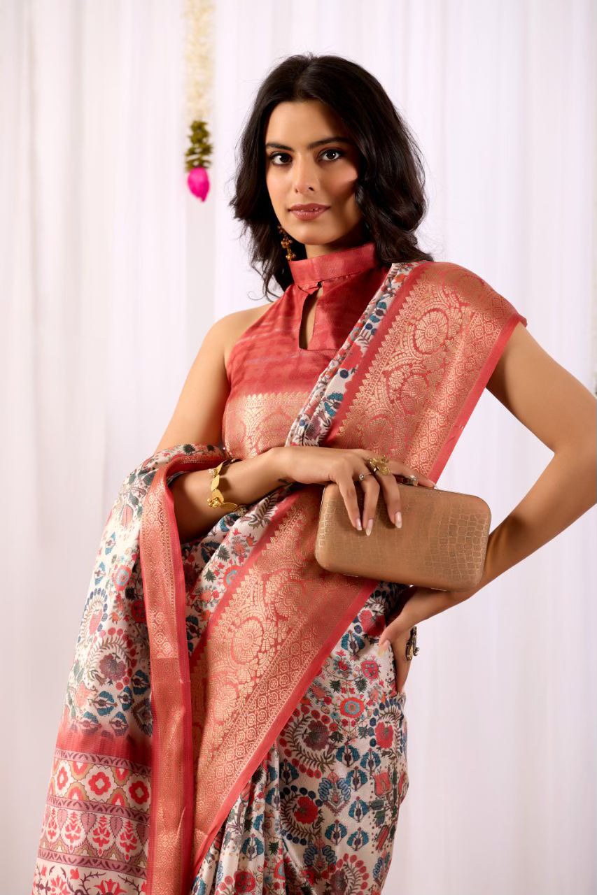 Traditional Soft Lichi Silk Saree With Elegant Patola Prints