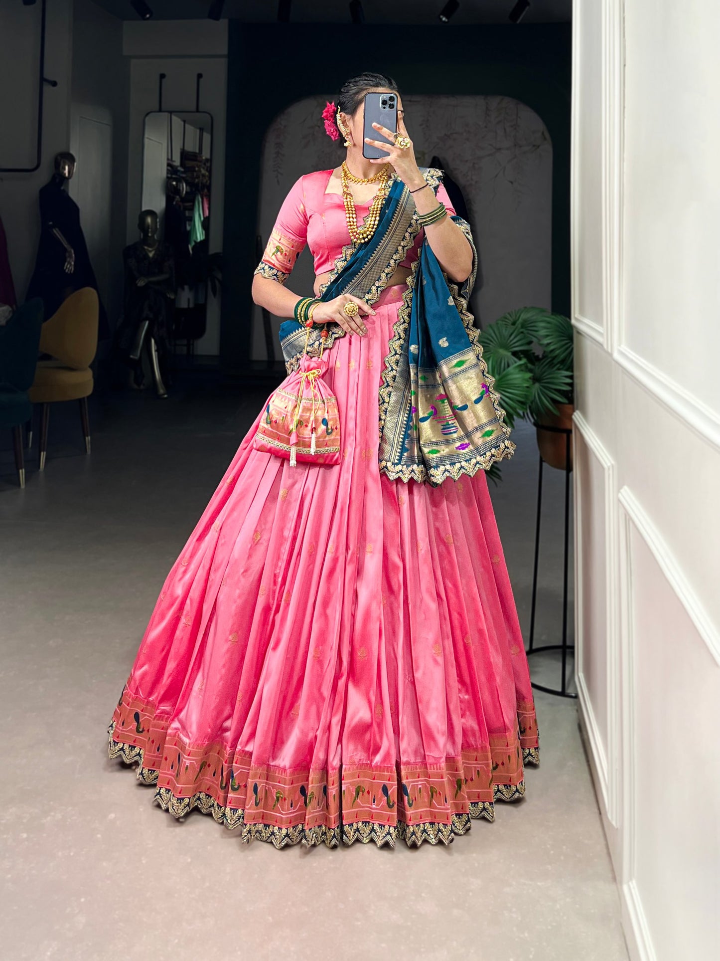 Flamingo Pink Stunning Silk Lehenga Choli