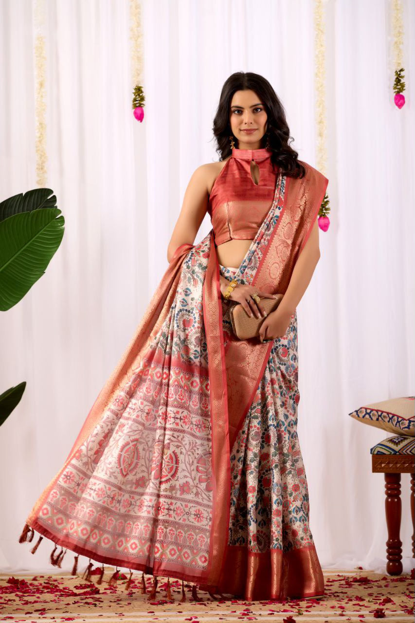 Traditional Soft Lichi Silk Saree With Elegant Patola Prints
