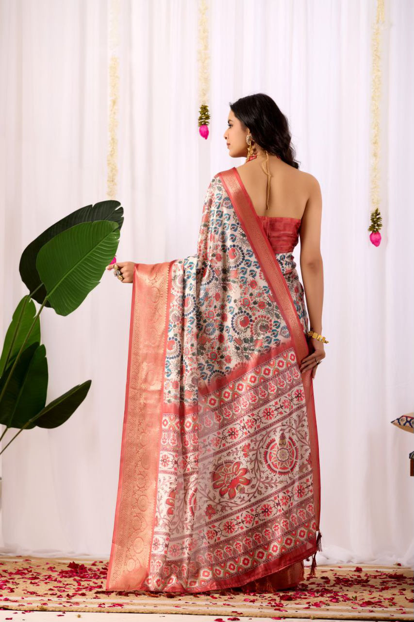 Traditional Soft Lichi Silk Saree With Elegant Patola Prints
