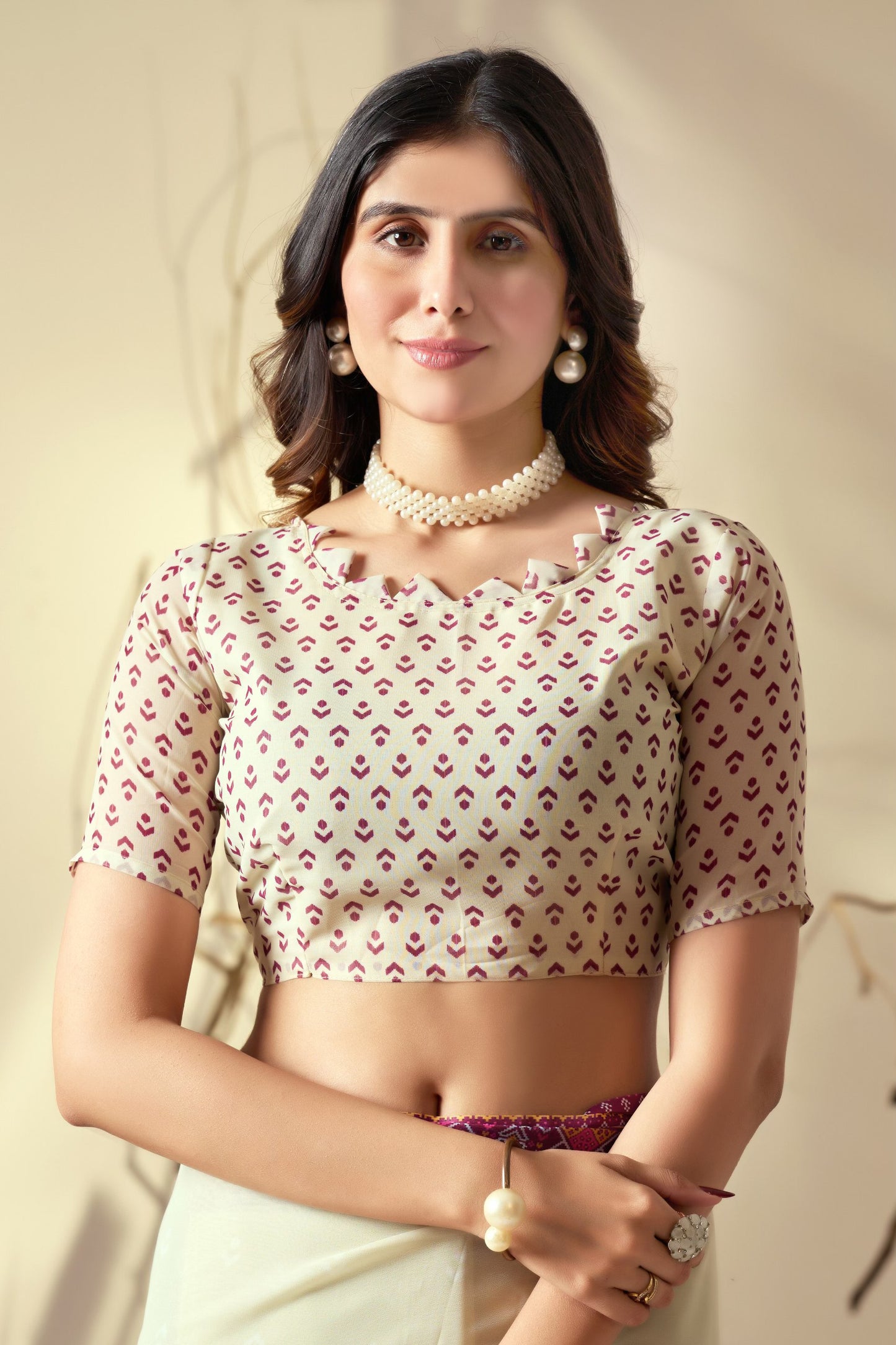 Soft Georgette Saree With Artistic Cream Body and Tassel Detailing