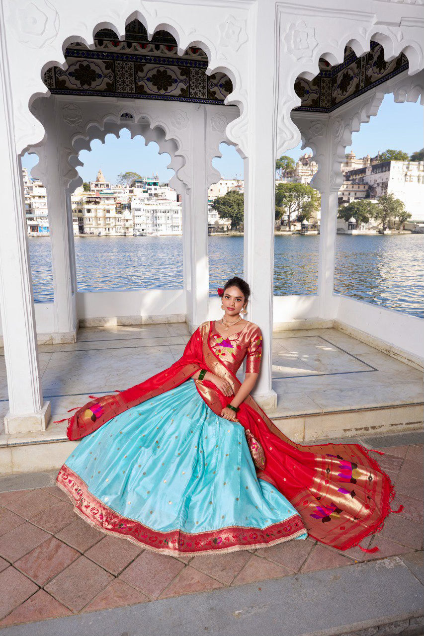 Jacquard Silk Paithani Lehenga Choli with Cancan