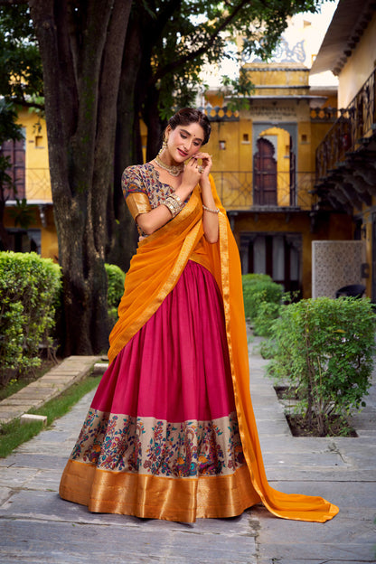 Vibrant Color Gorgeous SIlk with Zari Work Lehenga Choli