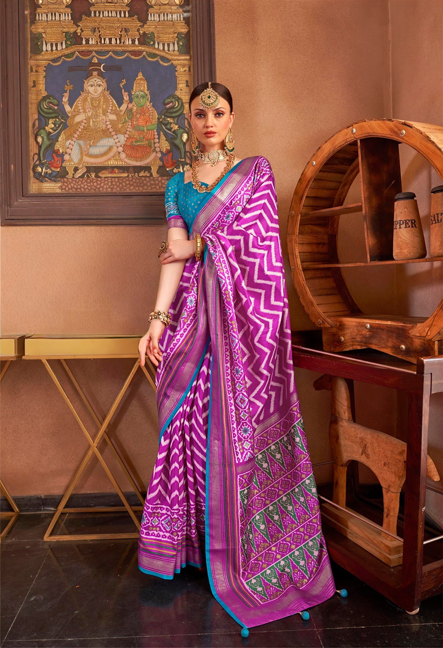 Purple Zari Finish Premium Patola Silk Saree