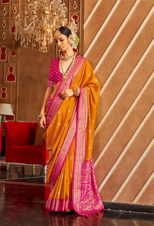 Festive Orange Premium Banarasi Silk Patola Saree