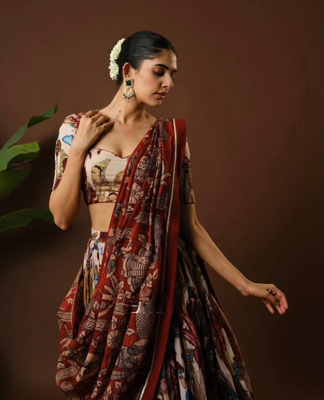 Designer Festive Kalamkari Print Lehenga Set