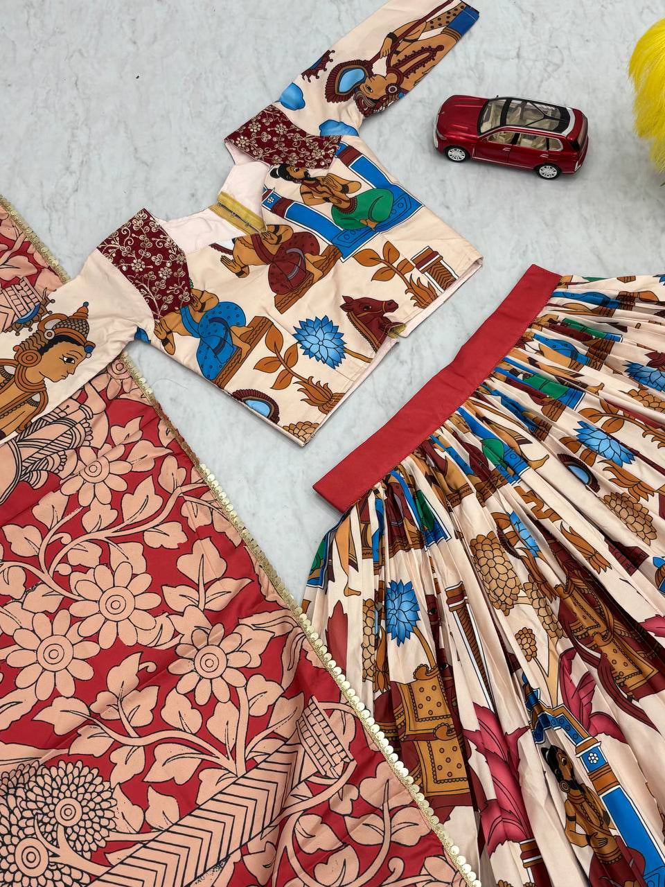 Designer Festive Kalamkari Print Lehenga Set