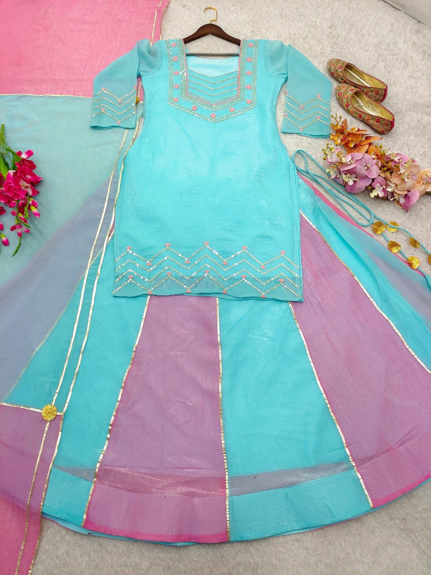 Launching New Designer Party Wear Look Heavy Currency Silk Top Lehenga & Dupatta Set