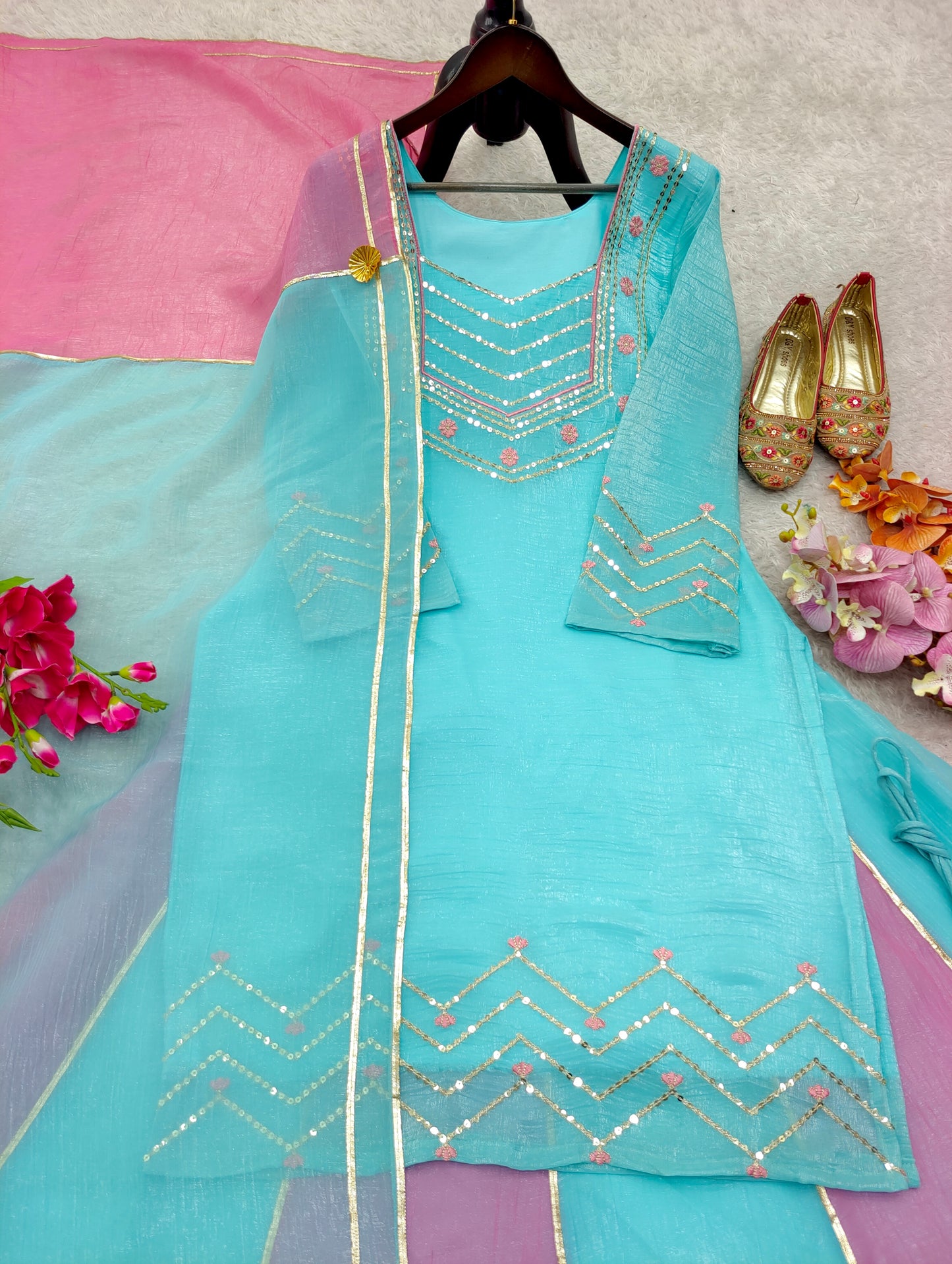 Launching New Designer Party Wear Look Heavy Currency Silk Top Lehenga & Dupatta Set
