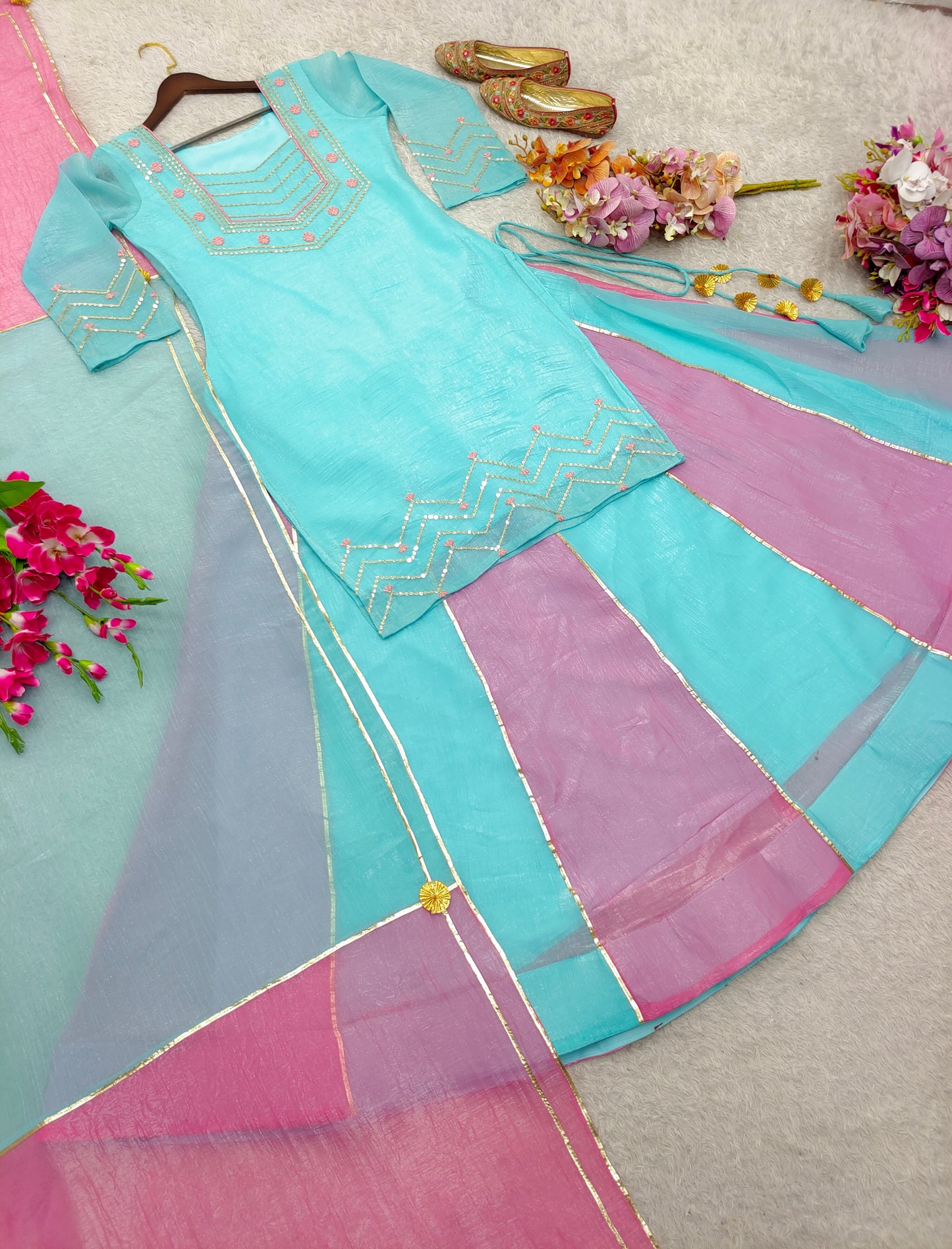 Launching New Designer Party Wear Look Heavy Currency Silk Top Lehenga & Dupatta Set