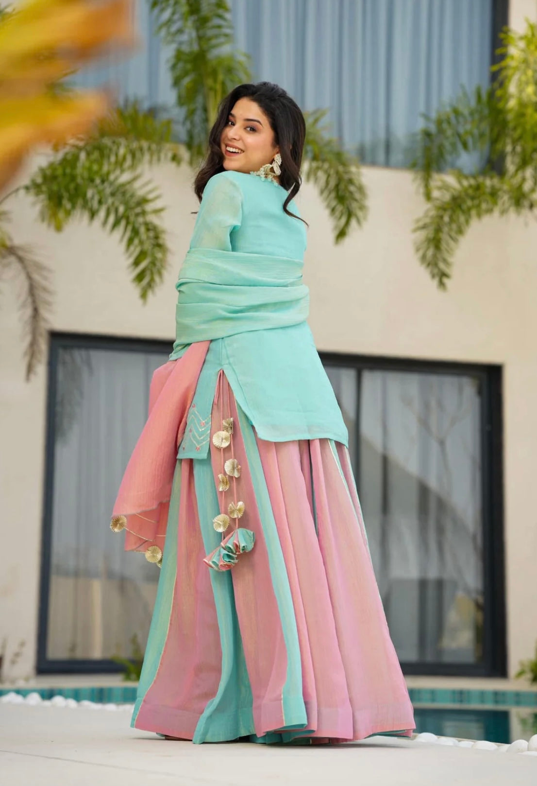 Launching New Designer Party Wear Look Heavy Currency Silk Top Lehenga & Dupatta Set