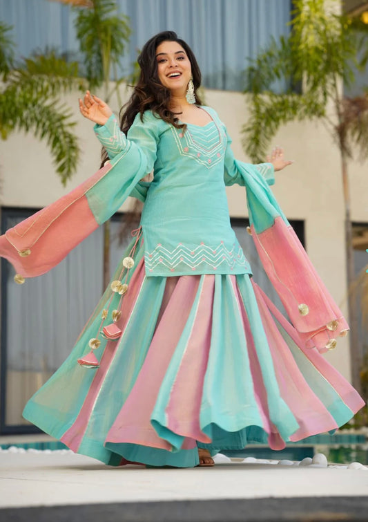 Launching New Designer Party Wear Look Heavy Currency Silk Top Lehenga & Dupatta Set