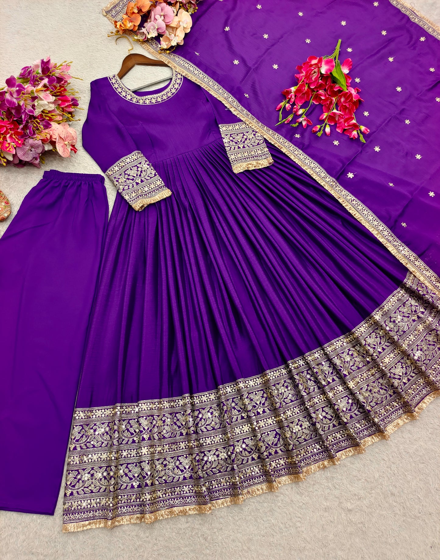 CINON SILK SIGNATURE COLLECTION — GOWN + PANT + DUPATTA | LUXE READY LOOK