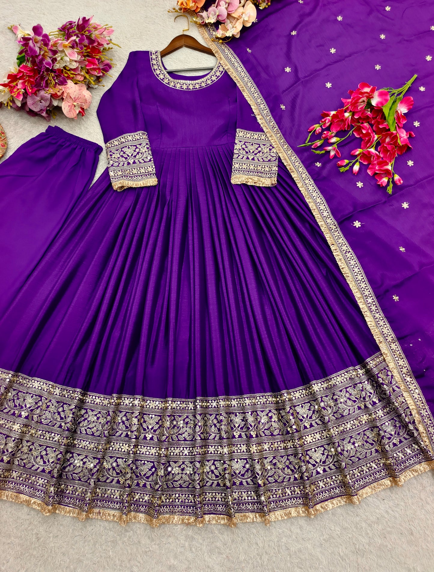 CINON SILK SIGNATURE COLLECTION — GOWN + PANT + DUPATTA | LUXE READY LOOK