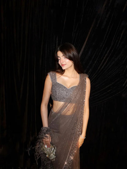 Luxury Party Wear Designer Net Saree
