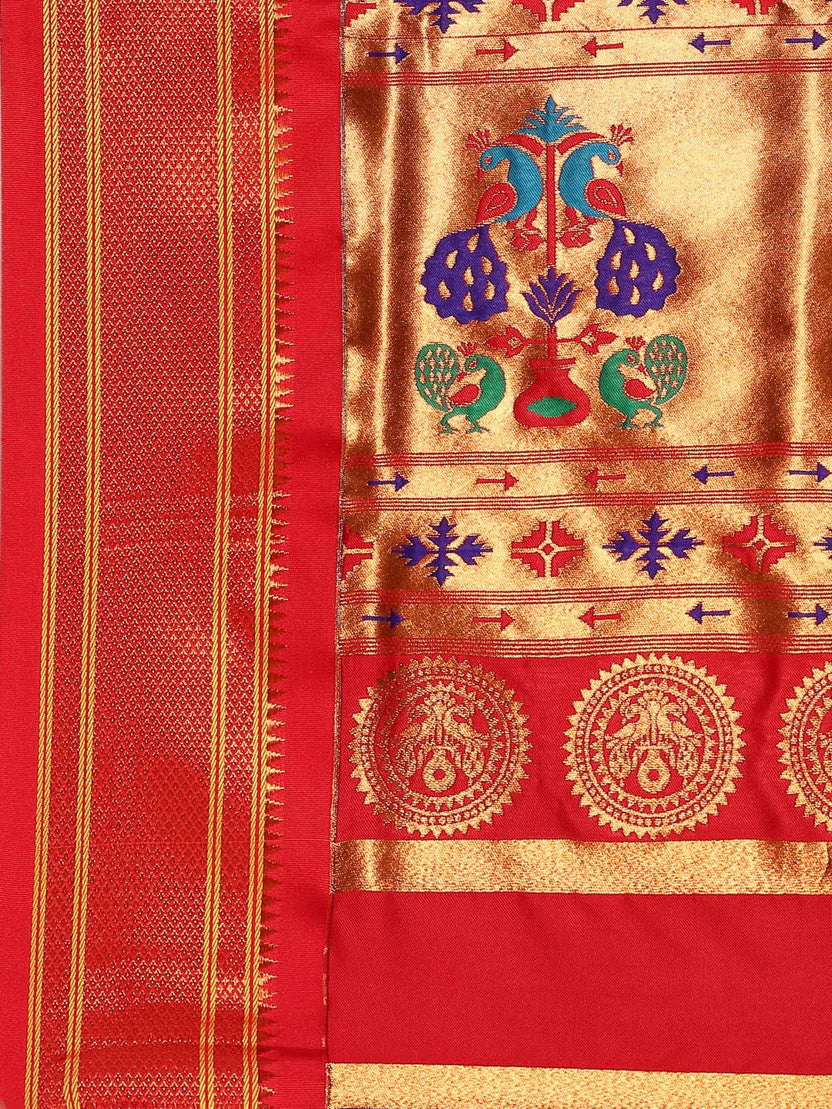 Paithani Saree Silk Blend | Big Peacock Meena Butti | Party Wear
