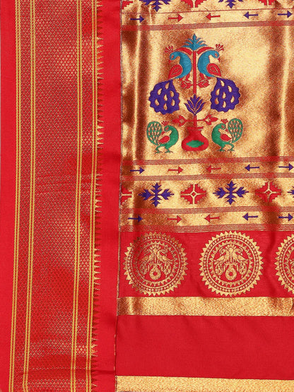 Paithani Saree Silk Blend | Big Peacock Meena Butti | Party Wear