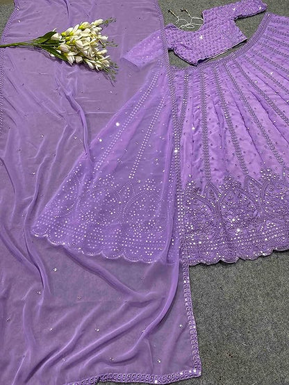 Women's Net Semi Stitched Lehenga Choli