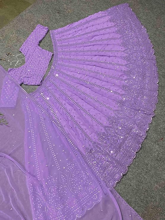 Women's Net Semi Stitched Lehenga Choli