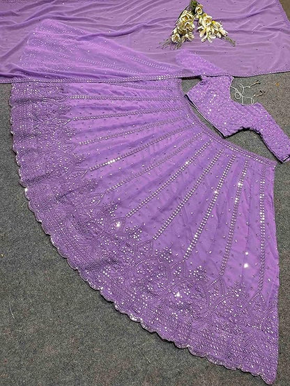 Women's Net Semi Stitched Lehenga Choli