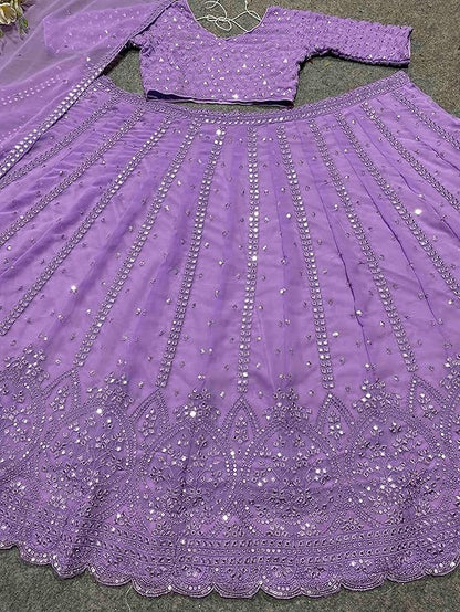 Women's Net Semi Stitched Lehenga Choli
