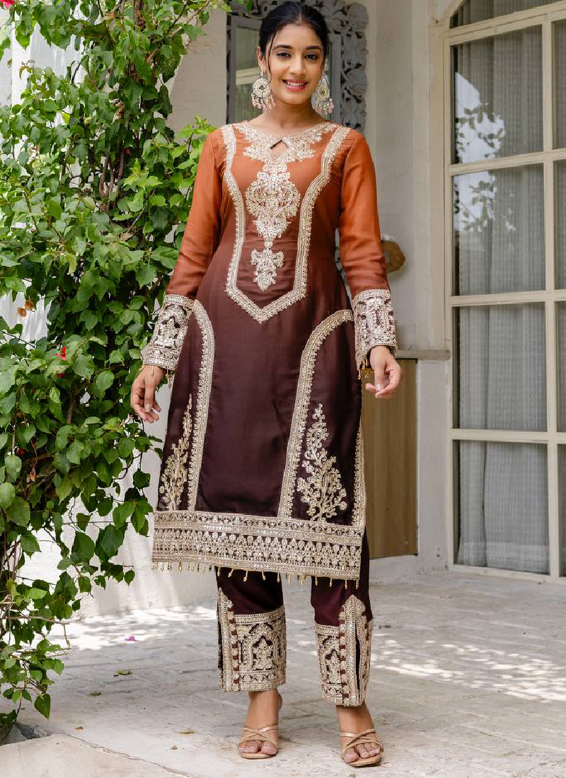 Sequence Coding Work Coffee Georgette Salwar Suit