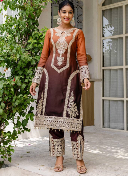Sequence Coding Work Coffee Georgette Salwar Suit