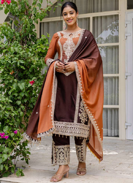 Sequence Coding Work Coffee Georgette Salwar Suit