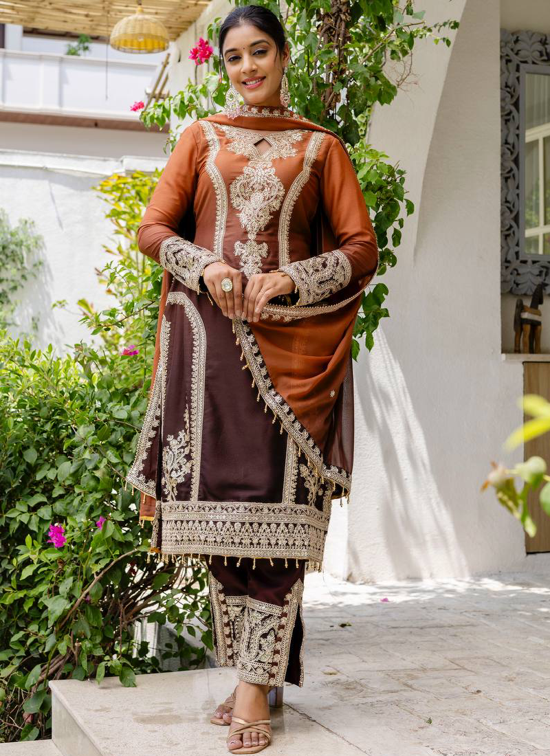 Sequence Coding Work Coffee Georgette Salwar Suit