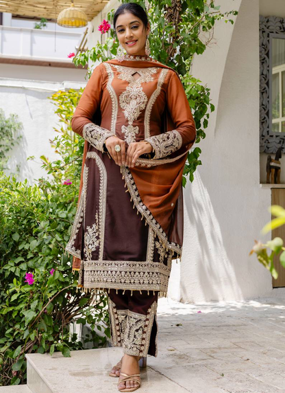 Sequence Coding Work Coffee Georgette Salwar Suit