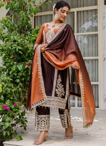 Sequence Coding Work Coffee Georgette Salwar Suit