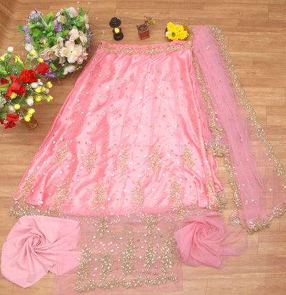 Latest Light Pink Color Sequin Work Lehenga