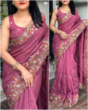 Slub Silk Emboridred n Cut Work Fancy Designer Saree