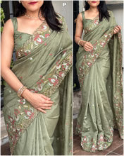 Slub Silk Emboridred n Cut Work Fancy Designer Saree