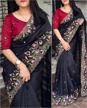 Slub Silk Emboridred n Cut Work Fancy Designer Saree