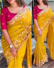 Slub Silk Emboridred n Cut Work Fancy Designer Saree