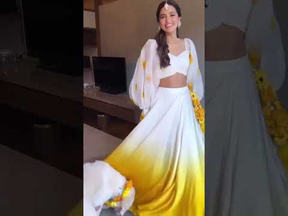 Haldi Special Yellow And White Georgette Lehenga Choli
