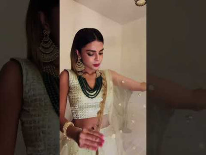 Wedding Pista Green Embroidery Net Lehenga Choli